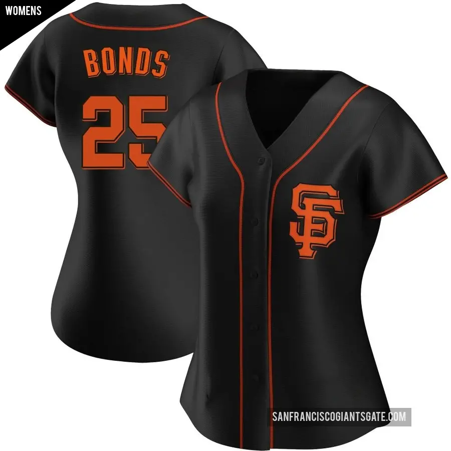 Women's San Francisco Giants ＃25 Barry Bonds Replica Black Alternate Jersey