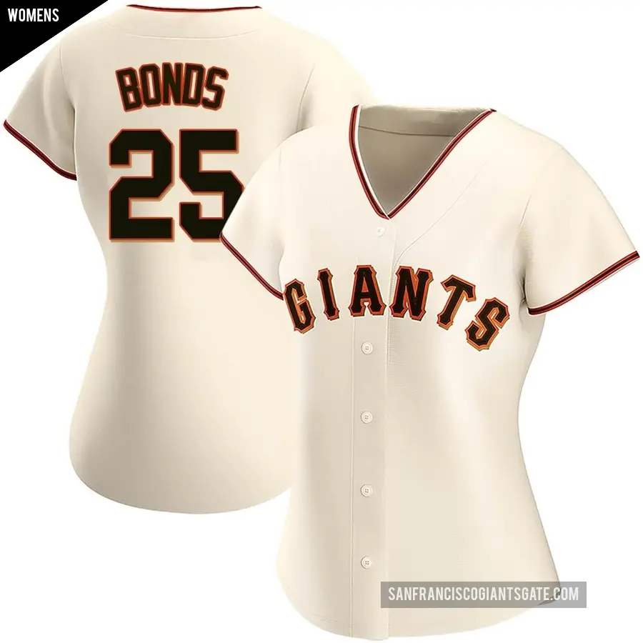 Women's San Francisco Giants ＃25 Barry Bonds Replica Cream Home Jersey