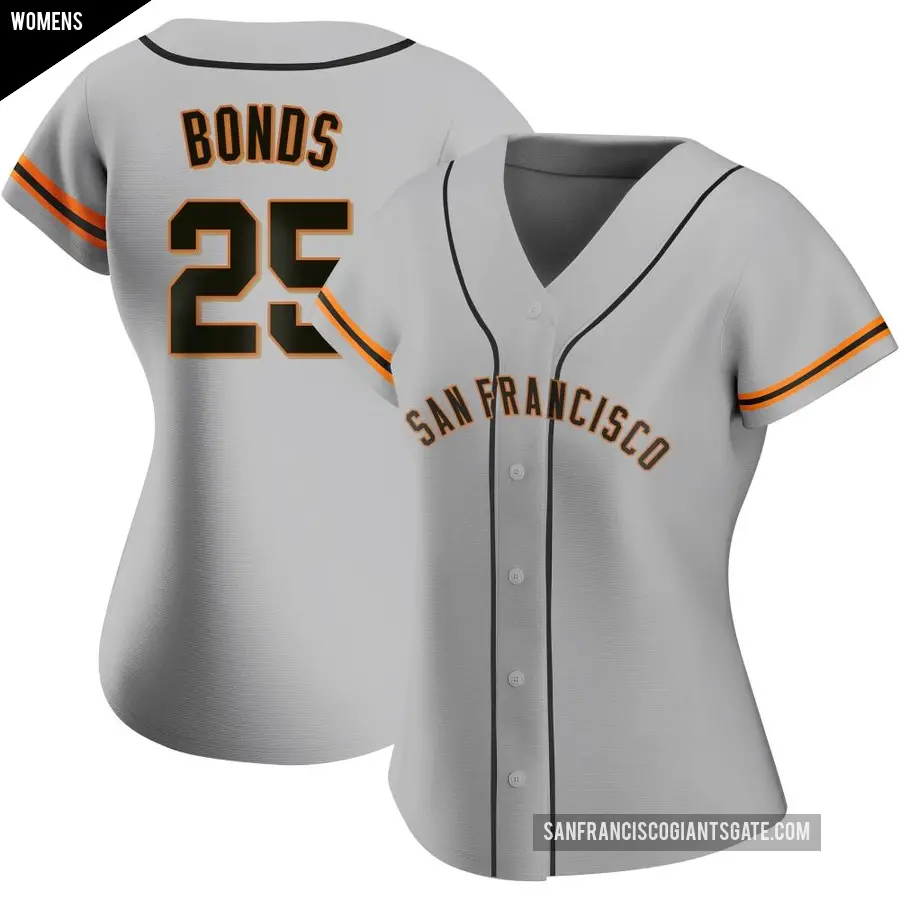Women's San Francisco Giants ＃25 Barry Bonds Replica Gray Road Jersey