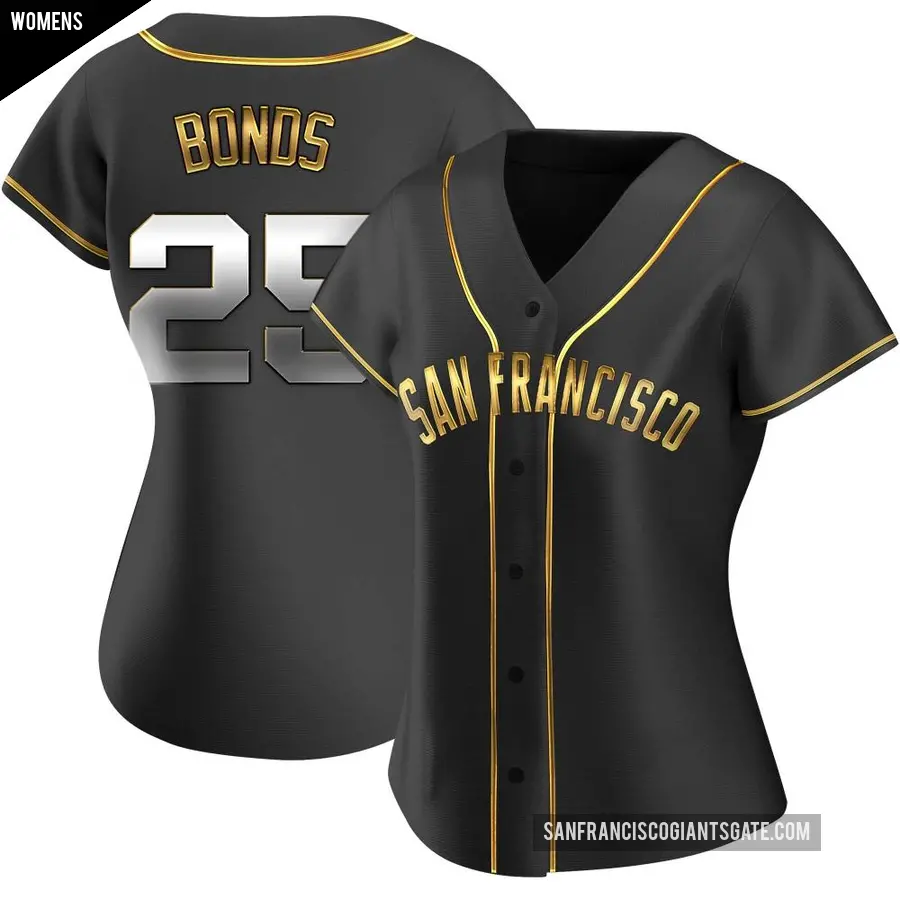 Women's San Francisco Giants ＃25 Bobby Bonds Replica Gold Black en Alternate Jersey