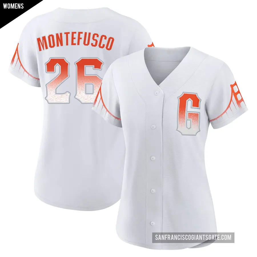 Women's San Francisco Giants ＃26 John Montefusco Authentic White 2021 City Connect Jersey