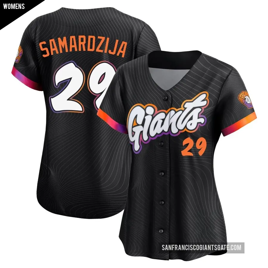 Women's San Francisco Giants ＃29 Jeff Samardzija Limited Anthracite 2025 City Connect Jersey