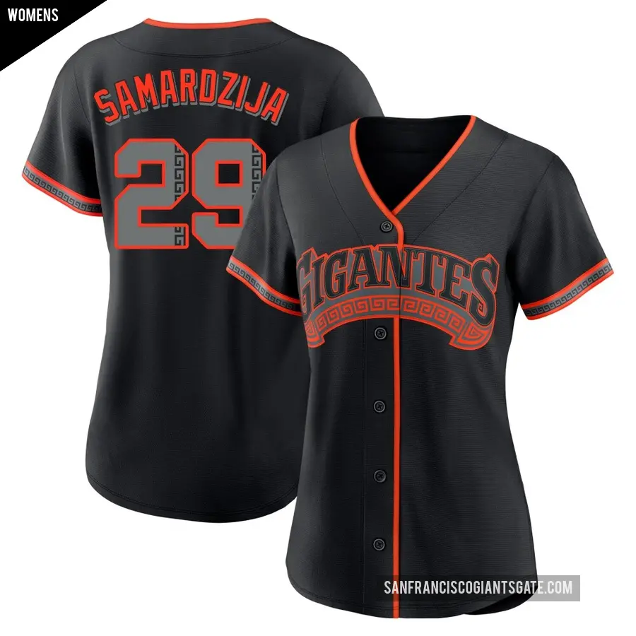 Women's San Francisco Giants ＃29 Jeff Samardzija Replica Black Alternate Jersey