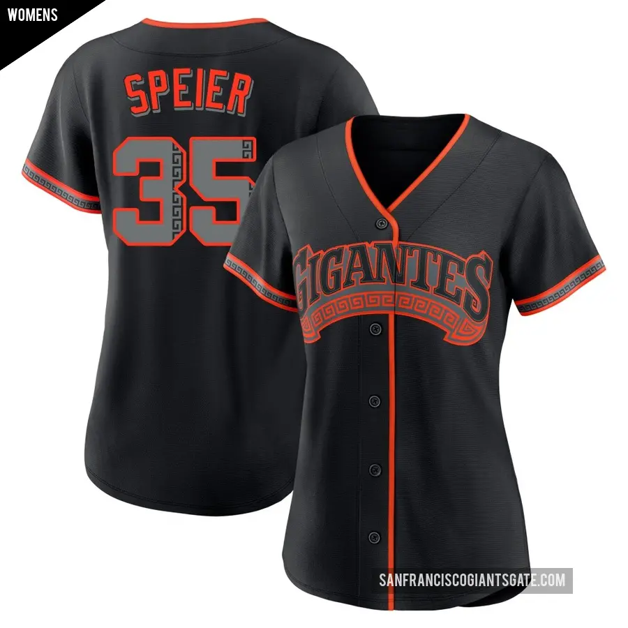 Women's San Francisco Giants ＃35 Chris Speier Replica Black Alternate Jersey