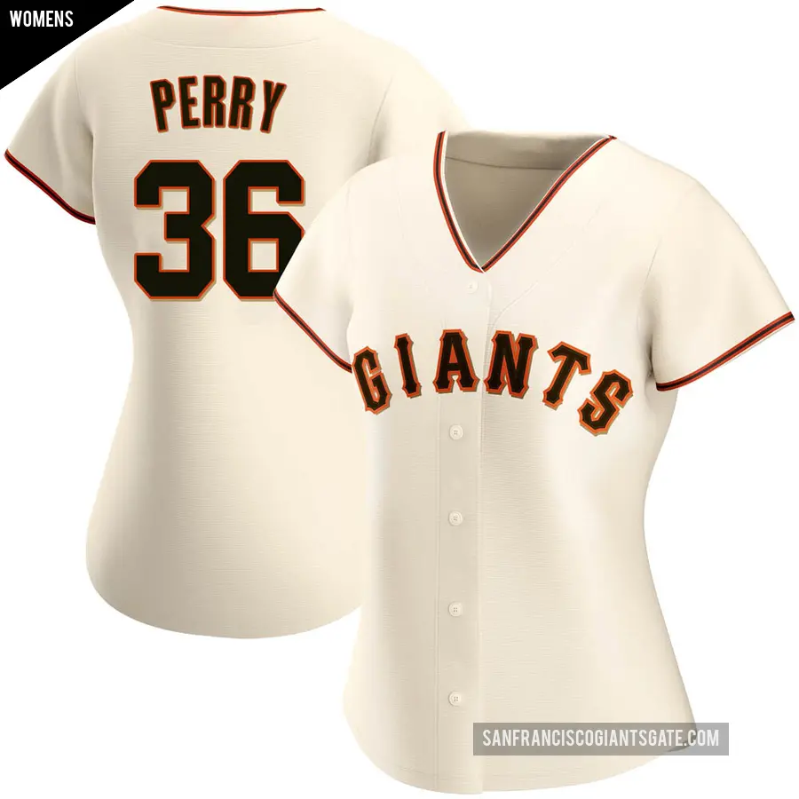 Women's San Francisco Giants ＃36 Gaylord Perry Replica Cream Home Jersey