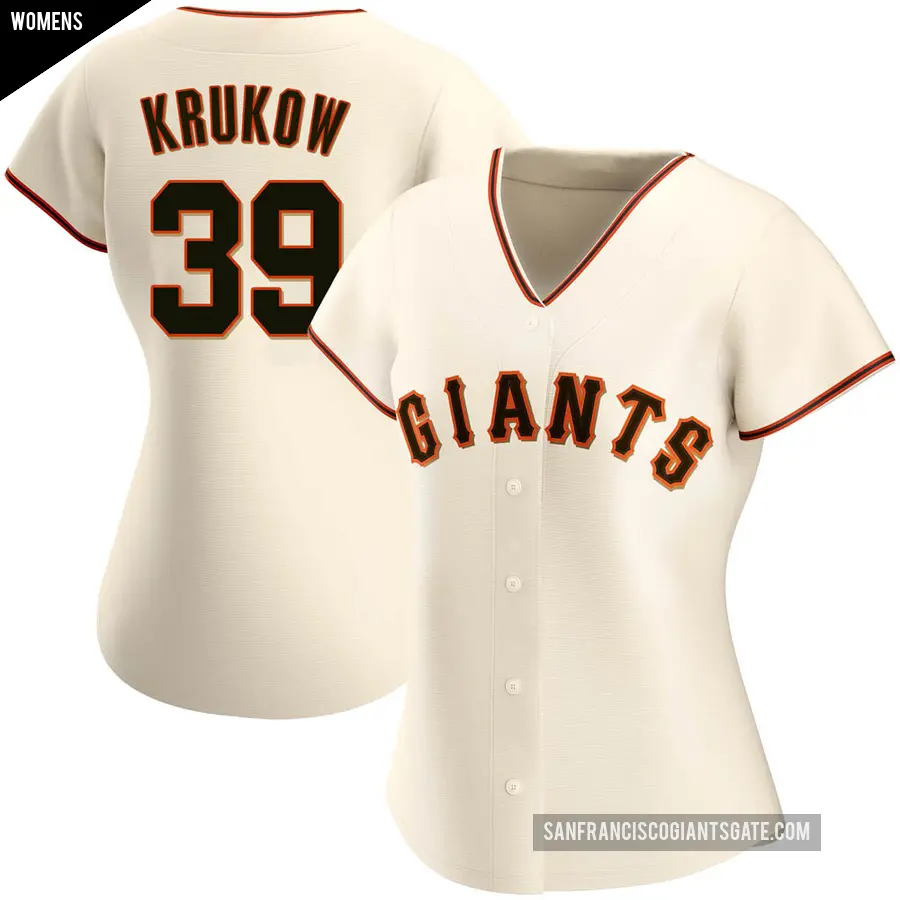 Women's San Francisco Giants ＃39 Mike Krukow Authentic Cream Home Jersey
