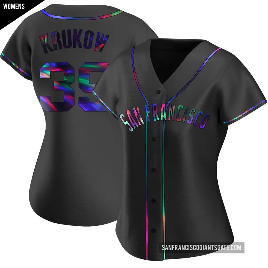 Women's San Francisco Giants ＃39 Mike Krukow Replica Black Holographic Alternate Jersey