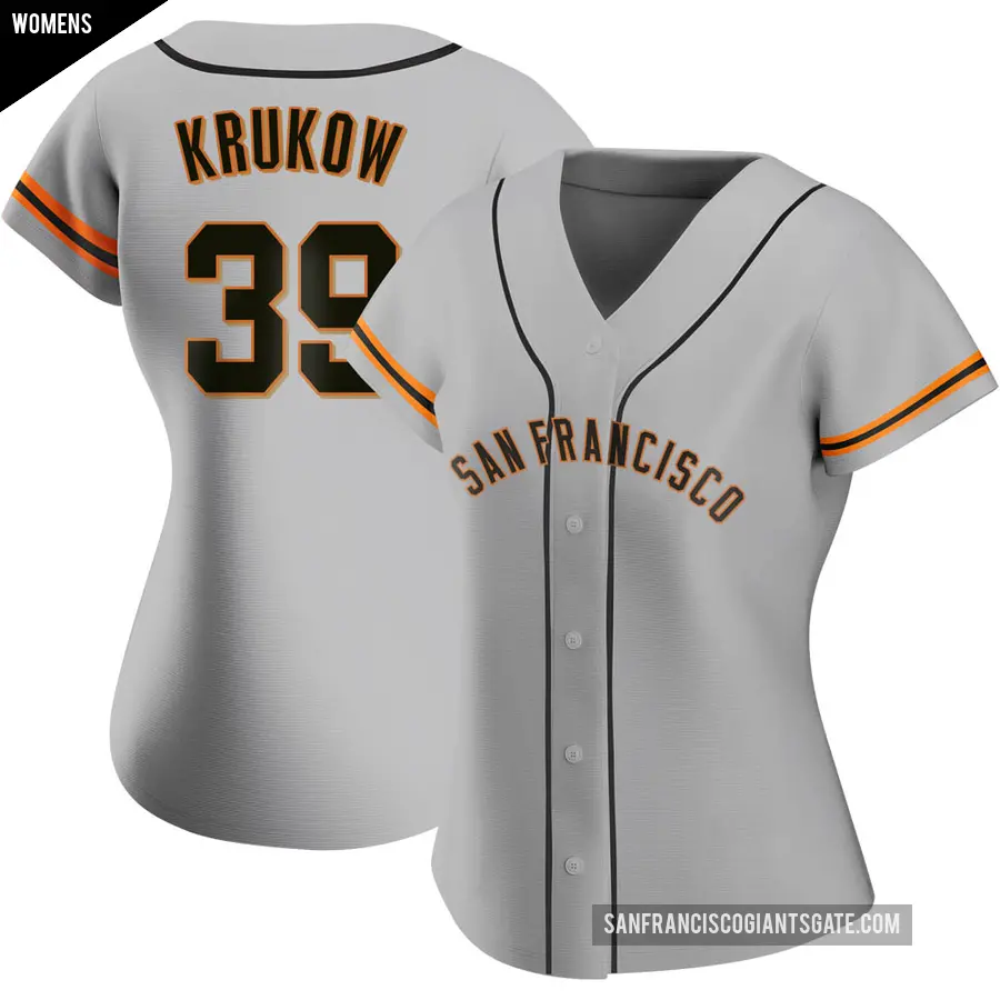 Women's San Francisco Giants ＃39 Mike Krukow Replica Gray Road Jersey
