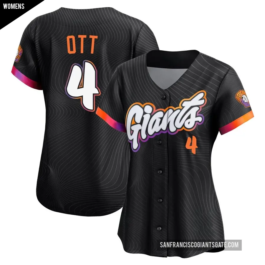 Women's San Francisco Giants ＃4 Mel Ott Limited Anthracite 2025 City Connect Jersey