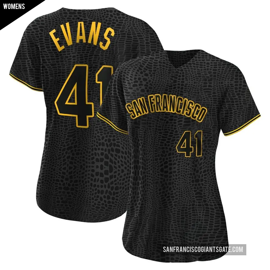 Women's San Francisco Giants ＃41 Darrell Evans Authentic Black Snake Skin City Jersey