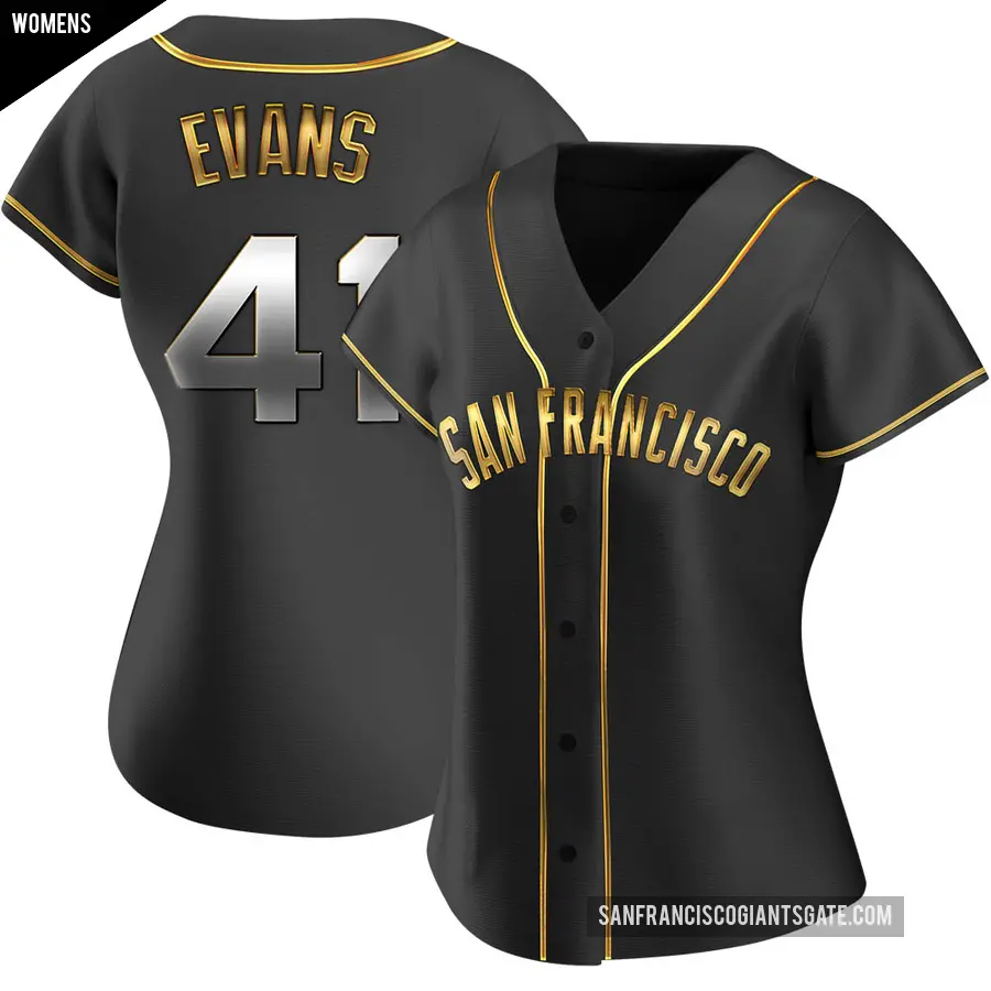 Women's San Francisco Giants ＃41 Darrell Evans Replica Gold Black en Alternate Jersey