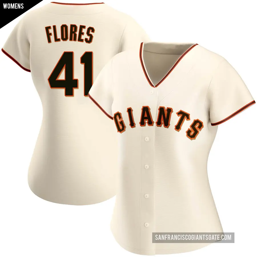 Women's San Francisco Giants ＃41 Wilmer Flores Authentic Cream Home Jersey