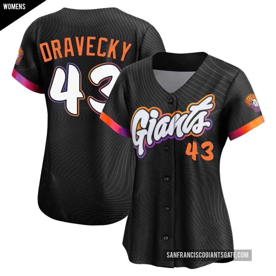 Women's San Francisco Giants ＃43 Dave Dravecky Limited Anthracite 2025 City Connect Jersey