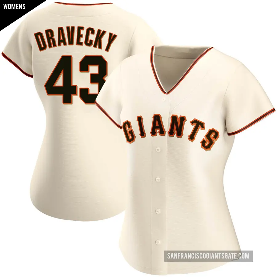 Women's San Francisco Giants ＃43 Dave Dravecky Replica Cream Home Jersey