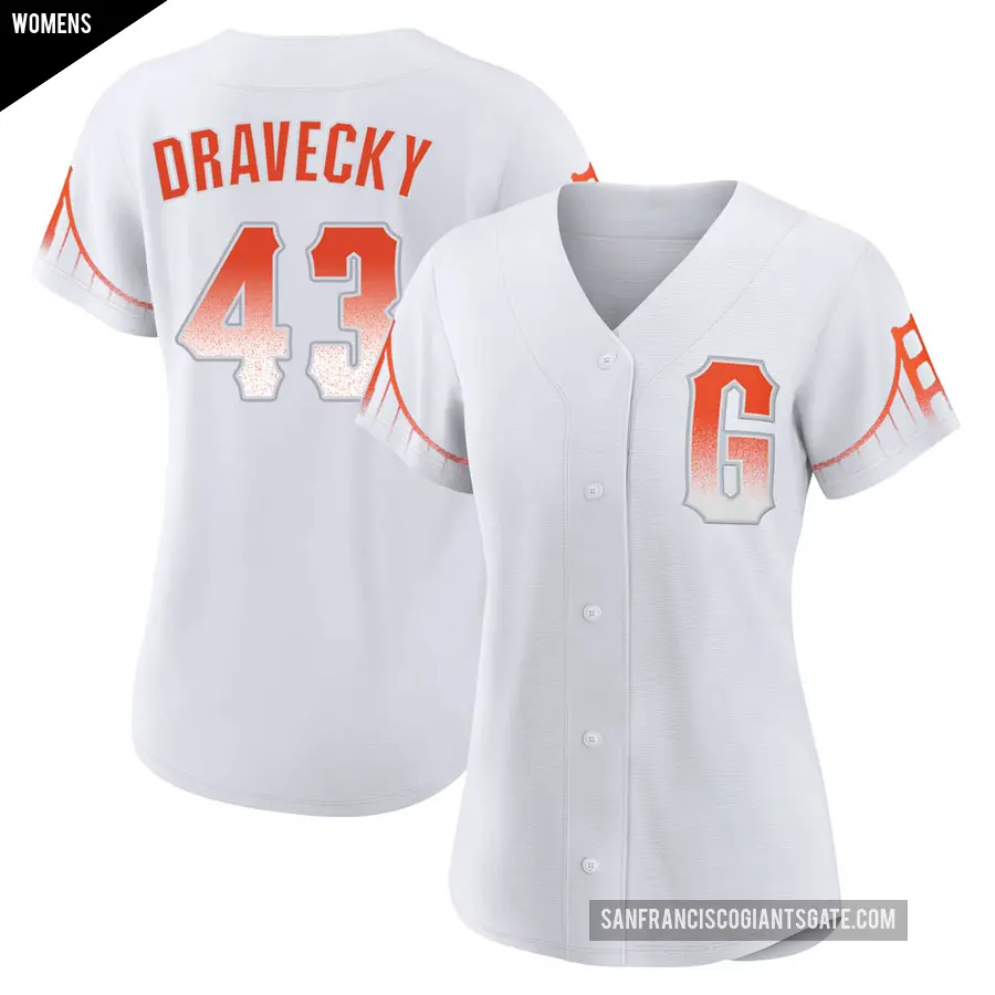 Women's San Francisco Giants ＃43 Dave Dravecky Replica White 2021 City Connect Jersey