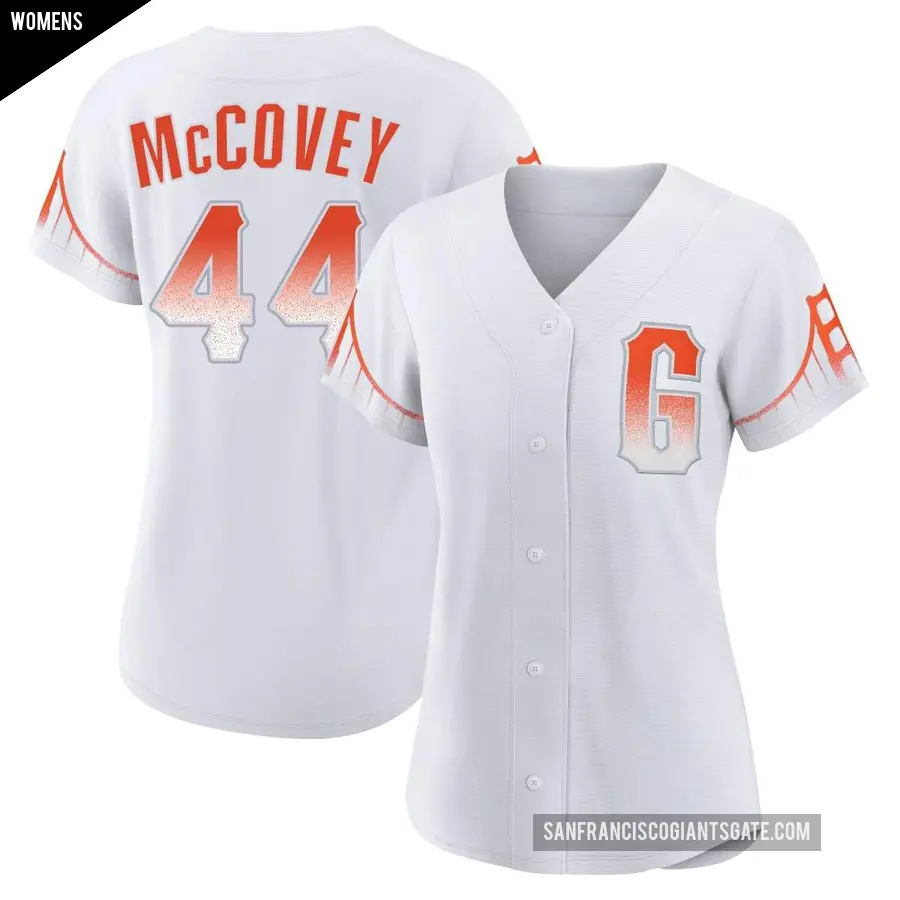 Women's San Francisco Giants ＃44 Willie McCovey Authentic White 2021 City Connect Jersey