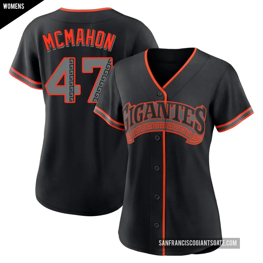 Women's San Francisco Giants ＃47 Don Mcmahon Replica Black Alternate Jersey
