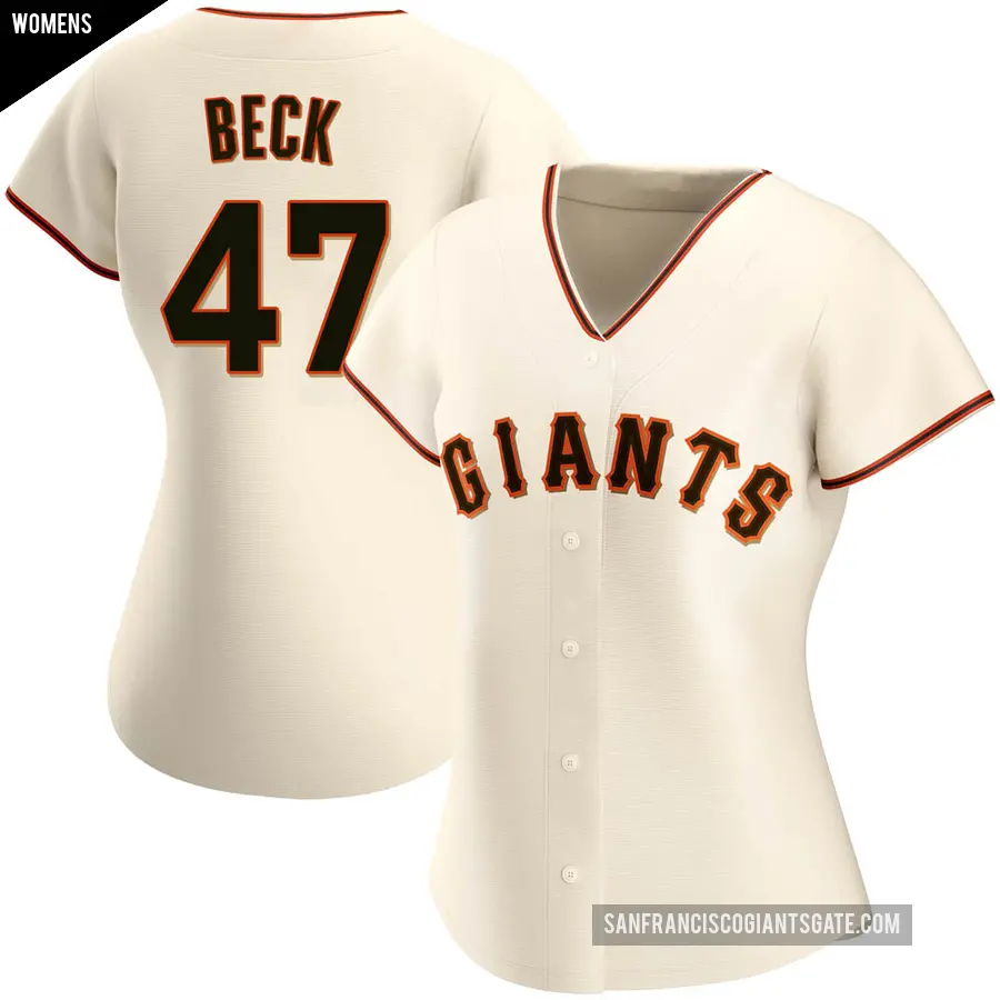 Women's San Francisco Giants ＃47 Rod Beck Replica Cream Home Jersey