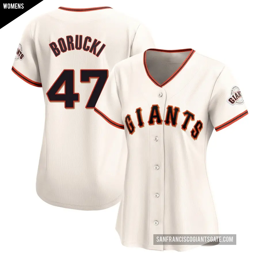 Women's San Francisco Giants ＃47 Ryan Borucki Limited Cream Home Jersey