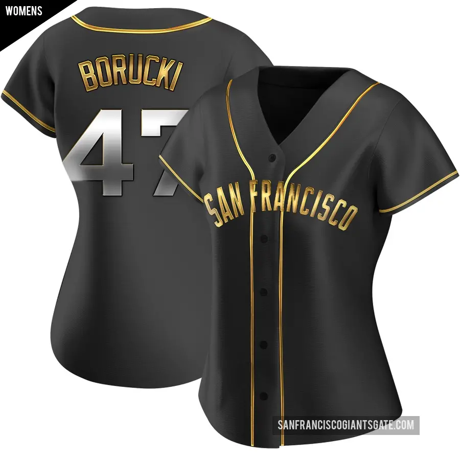 Women's San Francisco Giants ＃47 Ryan Borucki Replica Gold Black en Alternate Jersey