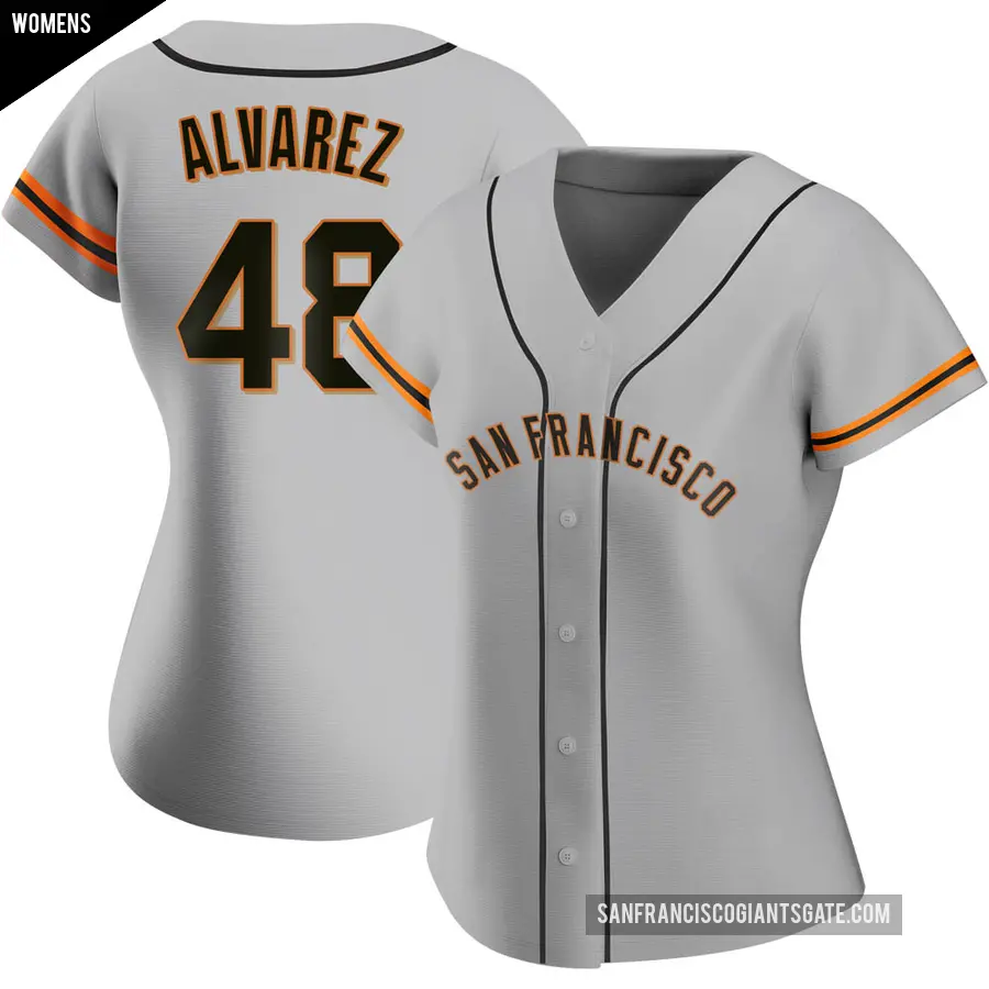 Women's San Francisco Giants ＃48 Jose Alvarez Replica Gray Road Jersey