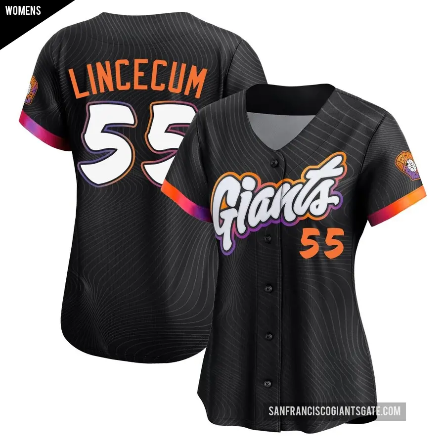Women's San Francisco Giants ＃55 Tim Lincecum Limited Anthracite 2025 City Connect Jersey