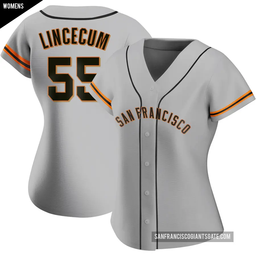 Women's San Francisco Giants ＃55 Tim Lincecum Replica Gray Road Jersey