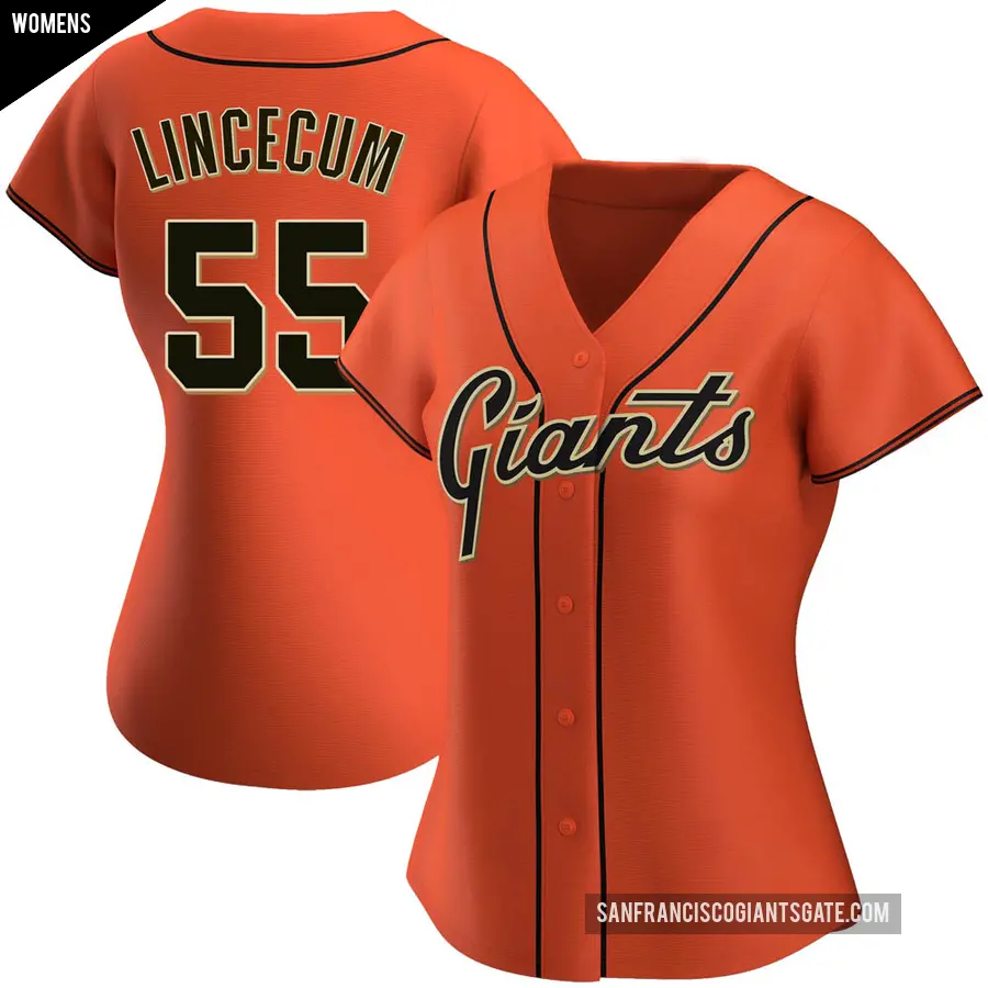 Women's San Francisco Giants ＃55 Tim Lincecum Replica Orange Alternate Jersey
