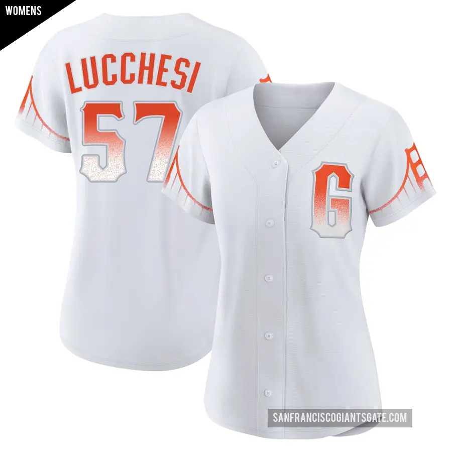 Women's San Francisco Giants ＃57 Joey Lucchesi Replica White 2021 City Connect Jersey