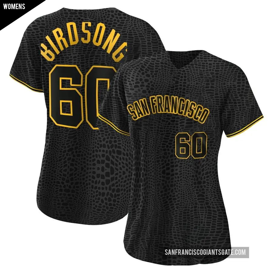 Women's San Francisco Giants ＃60 Hayden Birdsong Authentic Black Snake Skin City Jersey