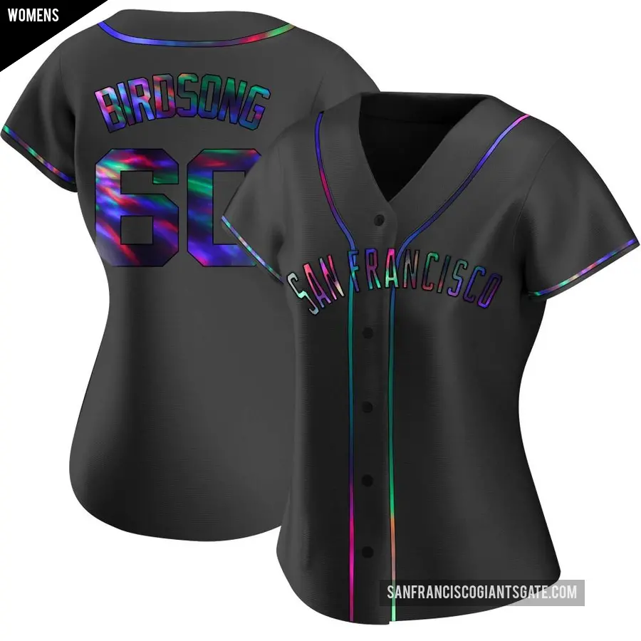 Women's San Francisco Giants ＃60 Hayden Birdsong Replica Black Holographic Alternate Jersey