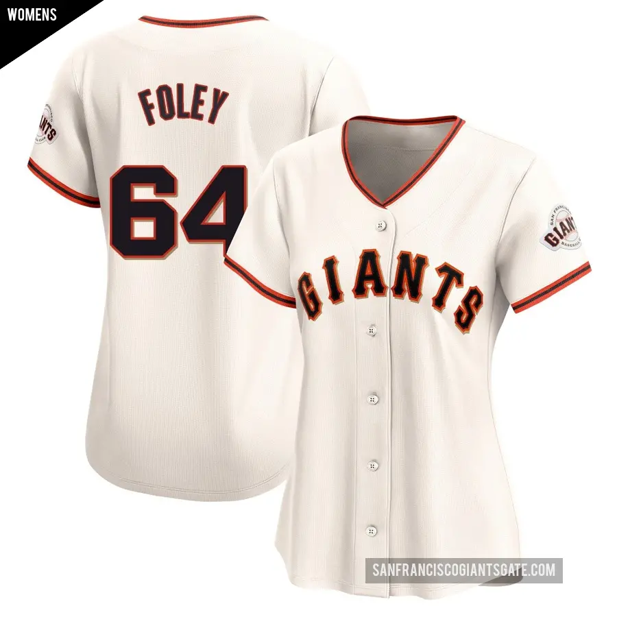 Women's San Francisco Giants ＃64 Jason Foley Limited Cream Home Jersey