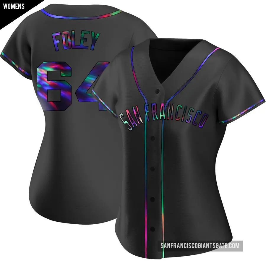 Women's San Francisco Giants ＃64 Jason Foley Replica Black Holographic Alternate Jersey
