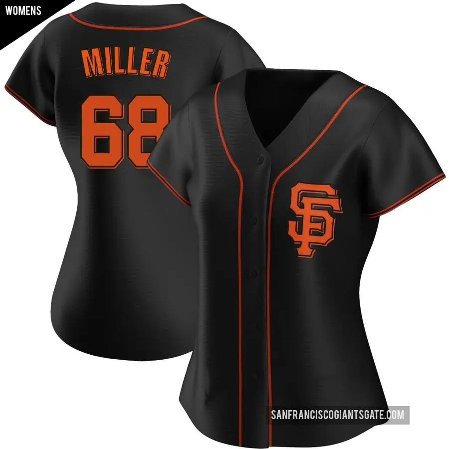 Women's San Francisco Giants ＃68 Erik Miller Replica Black Alternate Jersey