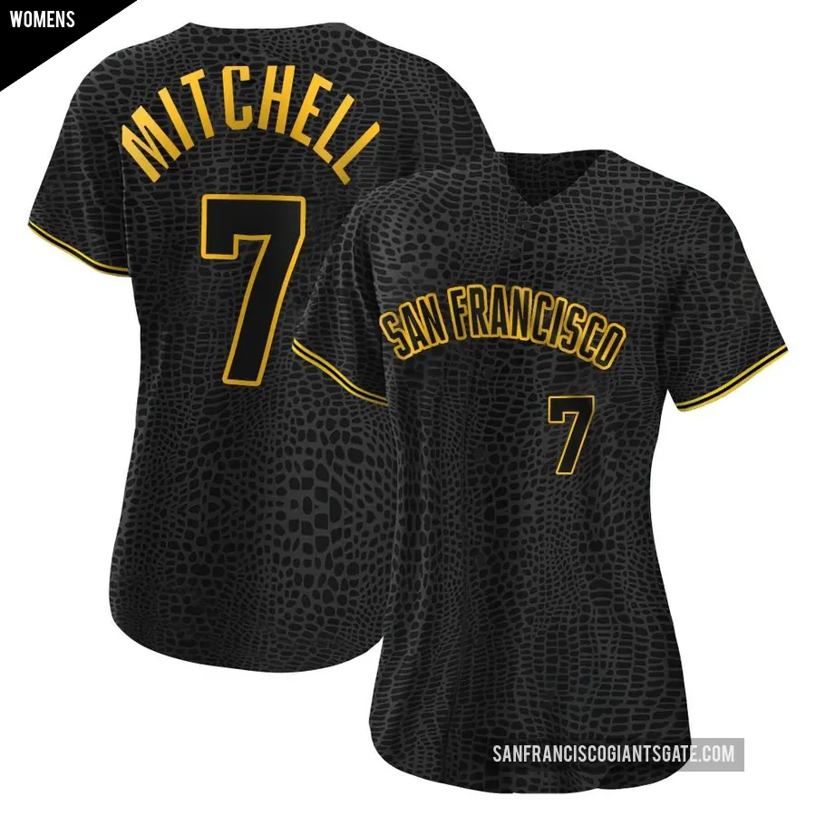 Women's San Francisco Giants ＃7 Kevin Mitchell Authentic Black Snake Skin City Jersey