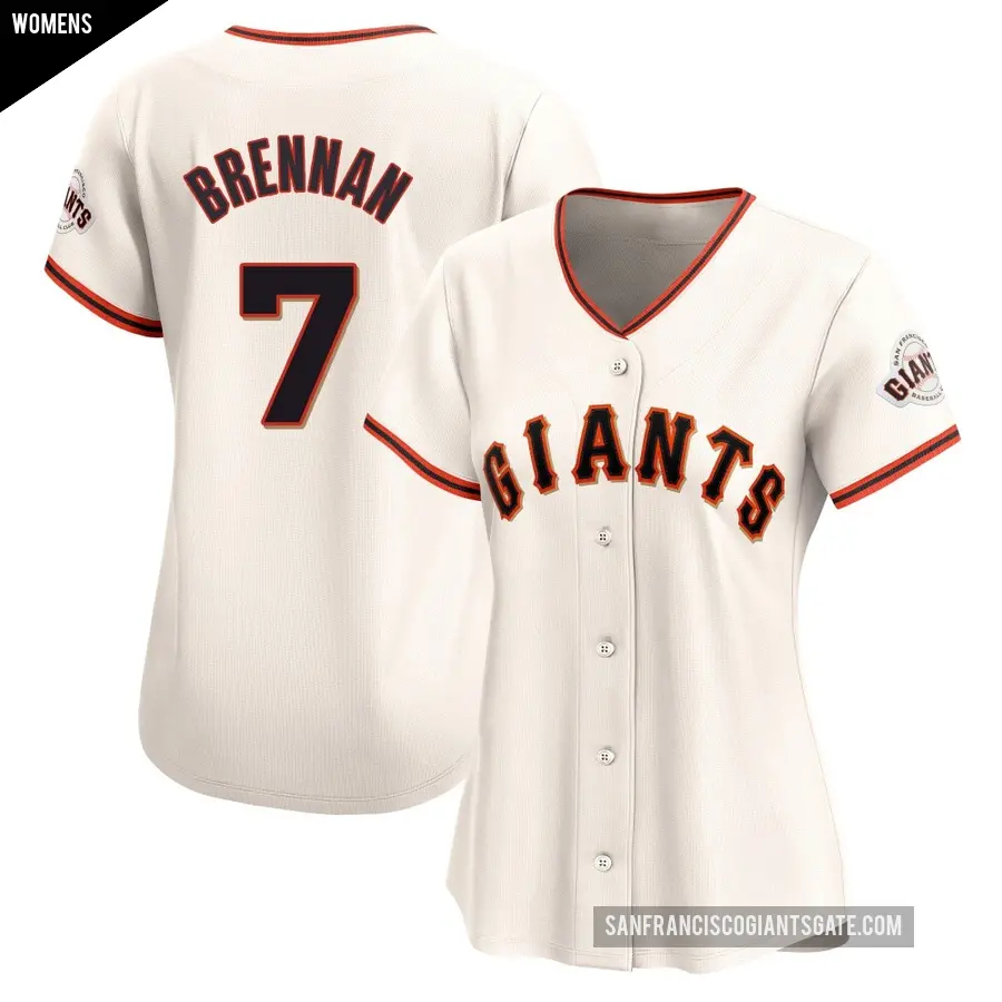 Women's San Francisco Giants ＃7 Will Brennan Limited Cream Home Jersey