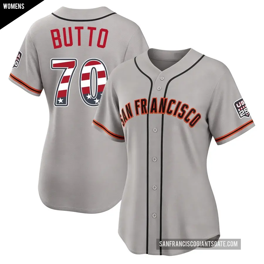Women's San Francisco Giants ＃70 Jose Butto Limited Gray USA 250 Fourth Of July Road Stadium Jersey