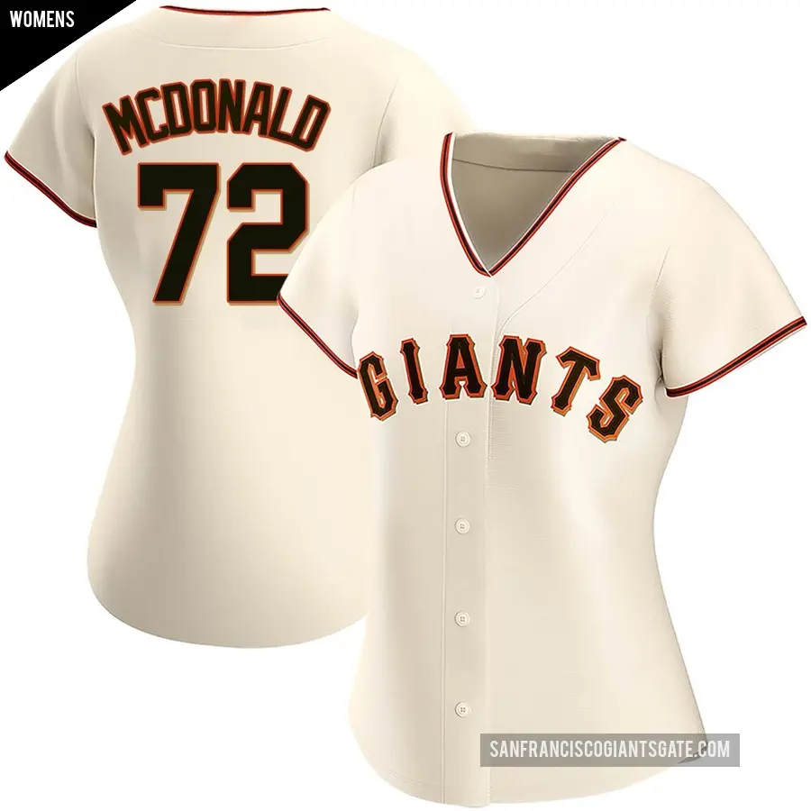 Women's San Francisco Giants ＃72 Trevor McDonald Replica Cream Home Jersey