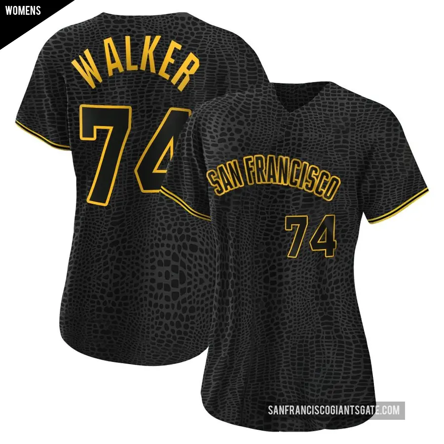 Women's San Francisco Giants ＃74 Ryan Walker Authentic Black Snake Skin City Jersey