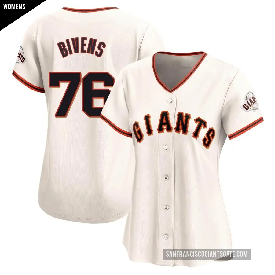 Women's San Francisco Giants ＃76 Spencer Bivens Limited Cream Home Jersey