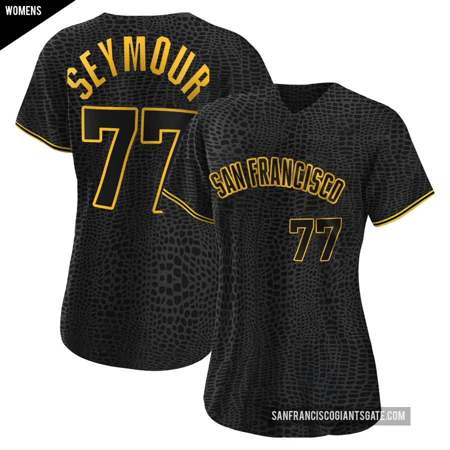 Women's San Francisco Giants ＃77 Carson Seymour Authentic Black Snake Skin City Jersey