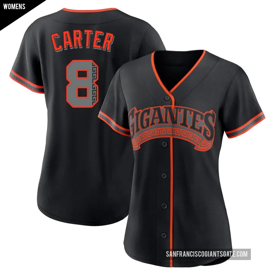 Women's San Francisco Giants ＃8 Gary Carter Replica Black Alternate Jersey