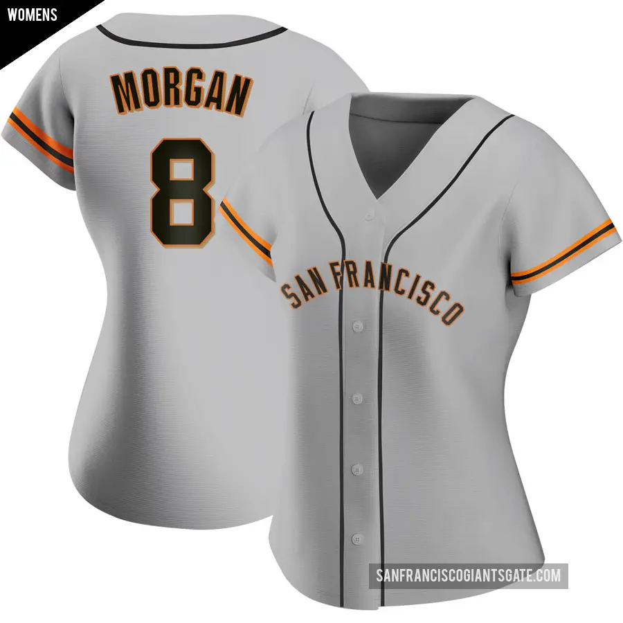 Women's San Francisco Giants ＃8 Joe Morgan Authentic Gray Road Jersey