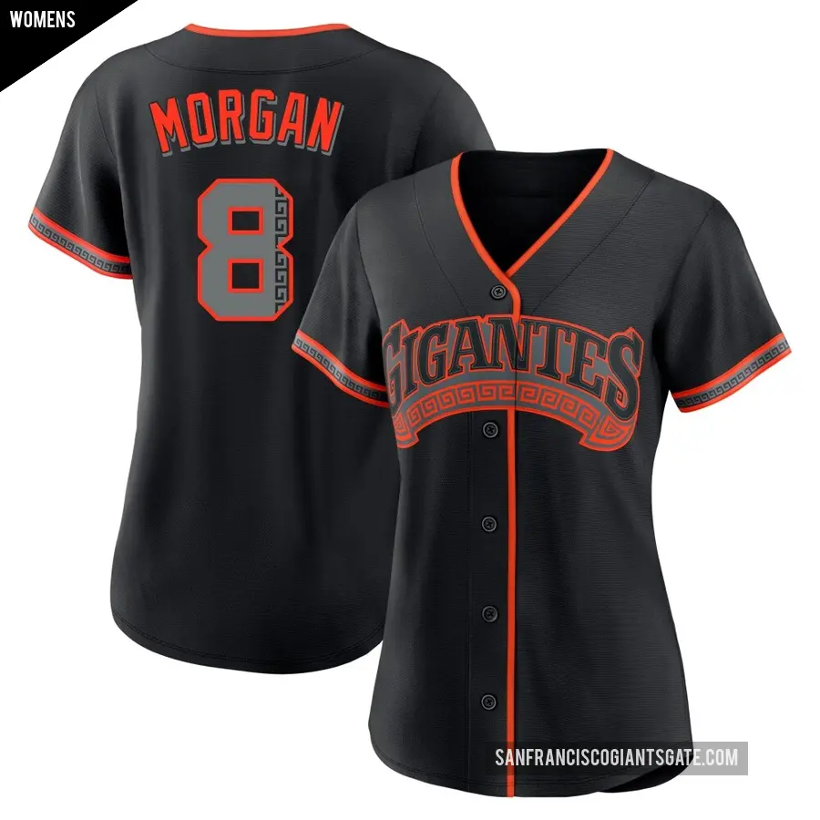 Women's San Francisco Giants ＃8 Joe Morgan Replica Black Alternate Jersey