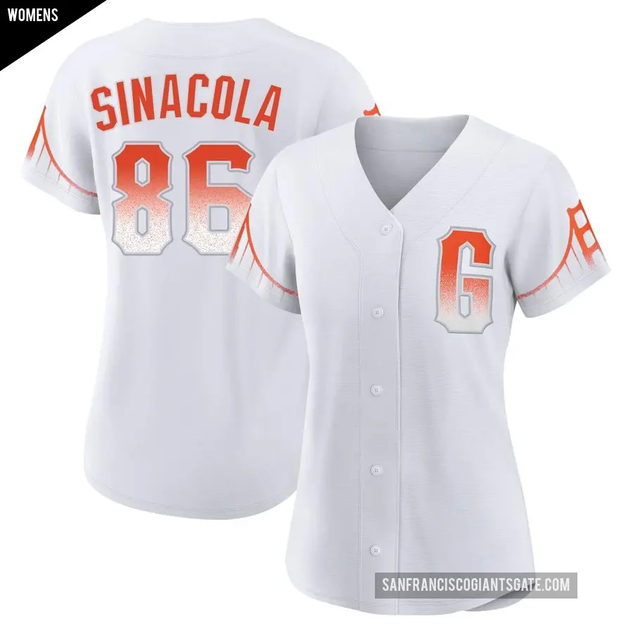 Women's San Francisco Giants ＃86 Nicholas Sinacola Authentic White 2021 City Connect Jersey