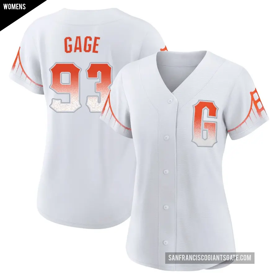 Women's San Francisco Giants ＃93 Matt Gage Authentic White 2021 City Connect Jersey