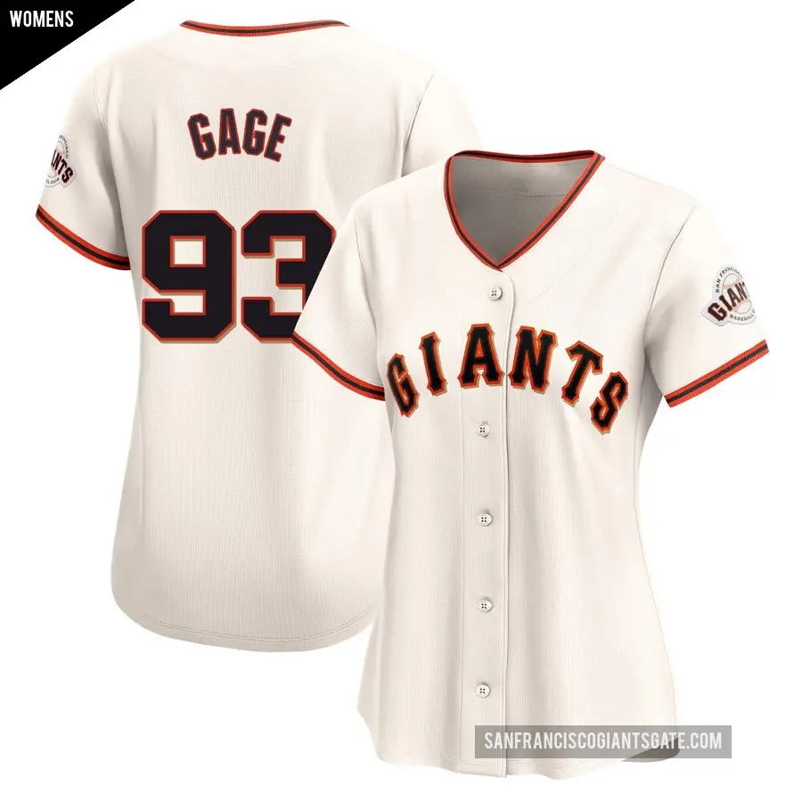 Women's San Francisco Giants ＃93 Matt Gage Limited Cream Home Jersey