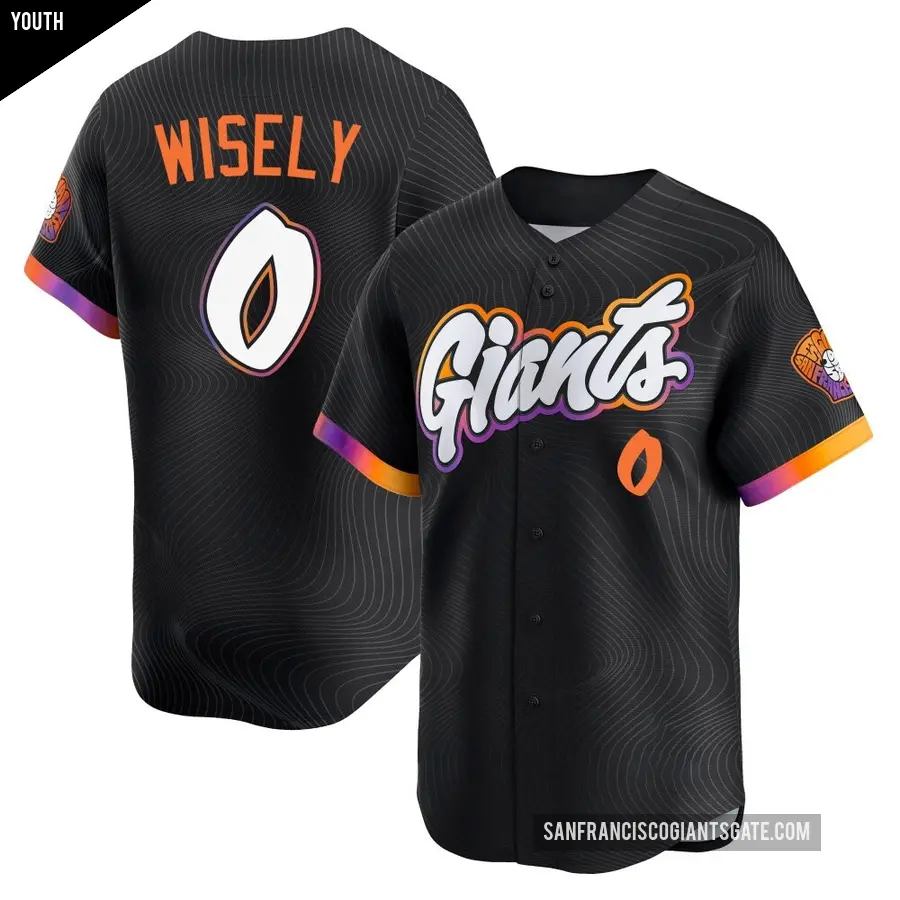 Youth San Francisco Giants ＃0 Brett Wisely Limited Anthracite 2025 City Connect Jersey