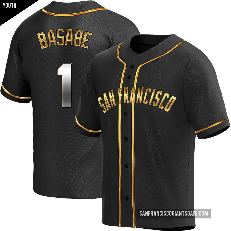 Youth San Francisco Giants ＃1 Osleivis Basabe Replica Gold Black en Alternate Jersey