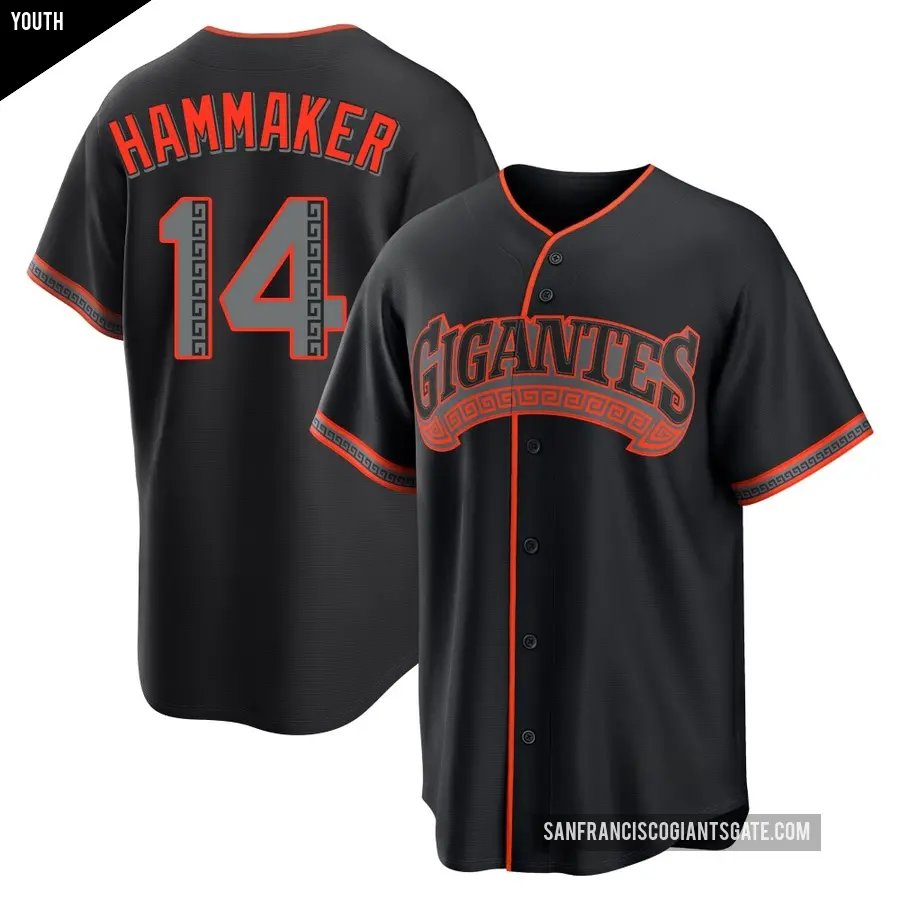 Youth San Francisco Giants ＃14 Atlee Hammaker Replica Black Alternate Jersey